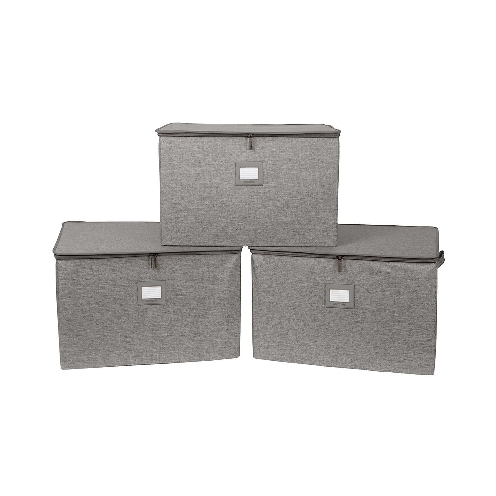 Covermates Keepsakes - Zip-Top Storage Box - Heavy Duty Polyester- Reinforced Handles - Stackable Design - Indoor Storage, Grey Heather