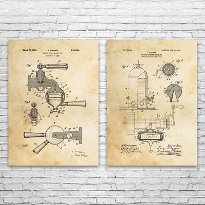 Espresso Patent Prints Set of 2 (11x14), Restaurant Decor, Barista Gift, Espresso Bar Art, Coffee Shop Decor, Kitchen Wall Art Vintage Paper