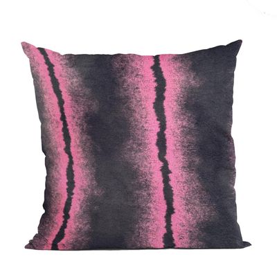 Plutus Fuchsia Black Fluffy Fields Faux Fur Luxury Double Sided Decorative Throw Pillow - 16" L x 16" W x 3" H