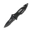 BLACKHAWK Large Button Lock Folding Knife, 3-3/4 D2 Tool Steel, Partially Serrated Blade with Seatbelt Cutter and Glass Breaker (BH15M311BK) view 1
