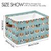 Sletend 1 PCS Storage Basket Collapsible Organizer with Handle Cute Animal Dog Foldable Storage Bin Cube for Bedroom Nursery Playroom 14.2 x 10.2 x 8.3 Large Capacity Shelf Baskets view 4
