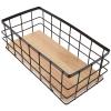Alipis Wall Mounted Storage Basket with Wood Board Capacity Hanging Organizer for Bathroom and Kitchen Stylish Wire Shelf for Toiletries and Design view 1