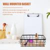 Alipis Wall Mounted Storage Basket with Wood Board Capacity Hanging Organizer for Bathroom and Kitchen Stylish Wire Shelf for Toiletries and Design view 2