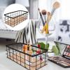 Alipis Wall Mounted Storage Basket with Wood Board Capacity Hanging Organizer for Bathroom and Kitchen Stylish Wire Shelf for Toiletries and Design view 3