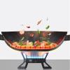 AZHANGYB Carbon Steel Wok Pan 32cm, Flat Bottom Carbon Steel Wok, Cast Iron Wok Pan, Wok Pan Nonstick, Wok with Lid Suits for All Stoves view 3