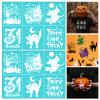 BEUNITONE 2 PCS Halloween Silk Screen Stencil 11x8.5 Reusable Self-Adhesive Silk Screen Printing Stencils Trick or Treat Black Cat Mesh Transfer Stencils for Wood Fabric Wall Painting Decor view 1