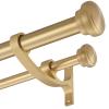 Modern Double Curtain Rods, Warm Gold Curtain Rod 72-144 Inch Length Drapery Rods with Simple Decorative End Caps 1 Inch Front and 5/8 Inch Diameter Back Dual Curtain Rod Telescoping Window Rods view 1