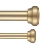 Modern Double Curtain Rods, Warm Gold Curtain Rod 72-144 Inch Length Drapery Rods with Simple Decorative End Caps 1 Inch Front and 5/8 Inch Diameter Back Dual Curtain Rod Telescoping Window Rods view 3
