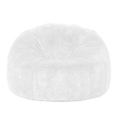 Bean Bag Chairs for Adults Kids(no Filler),2.3-5ft Fluffy Fur Pouf Sofa Cover Bean Bag Chair Couch Beanbag Ottoman Relax Lounge Futon Puff (Color : White, Size : 3.3ft-D100cm-cover)