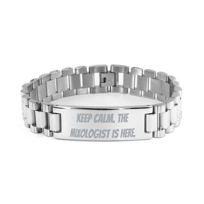 Cute Mixologist Gifts, Keep Calm. The Mixologist Is Here, Mixologist Ladder Bracelet From Coworkers, Gifts For Coworkers, Bar tools, Cocktail shaker, Strainer, Jigger, Bar spoon, Muddler, Wine opener,