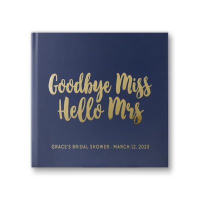 Bridal Shower Guest Book Sign-in book for Future Bride Miss to Mrs Custom Guest Book, Personalized Album - Navy Gold (9x6)