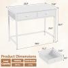 Furologee White Small Computer Desk with 2 Fabric Drawers for Bedroom,34 Inch Simple Home Office Writing Desk, Vanity Desk with Hooks, Study Table for Adults Student Small Spaces view 3