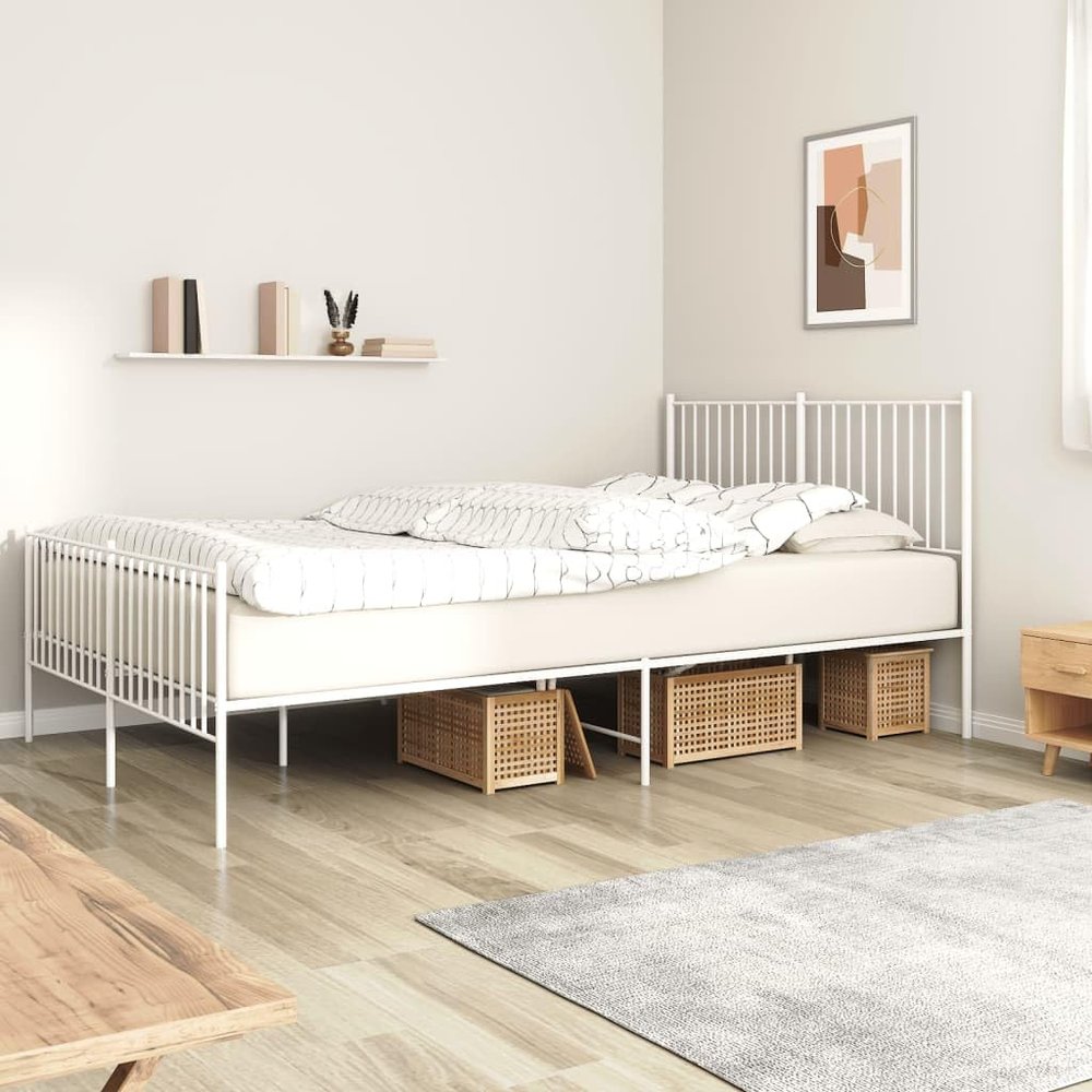 BULANED Metal Bed Frame with Headboard Bed Frame Full Platform Bed Full Metal Bed Frames Full Bed Frame with Headboard and Footboard White 59.8"x78.7"