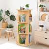 OOOK Kids Rotating Bookshelf, Small Corner Bookshelf for Small Space, 360 Display 3 Tier Floor Standing Bookcase Storage Rack, Wooden Narrow Bookcase Organizer for Bedroom, Living Room view 2