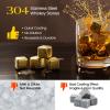 Kollea Whiskey Stones, 8-Pack Golden Stainless Steel Whiskey Chilling Rocks, Reusable Ice Cube for Drinking, Rum Cocktail Drink Accessories, Bartender Kit, House Warming Gifts, Drinking Bar, Christmas view 2