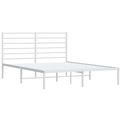 vidaXL 12 Inch Full Metal Bed Frame with Headboard, No Box Spring Needed, Noise Free Platform Bed Frame with Steel Slats, Easy Assembly, Under Bed Storage, Minimalist, White