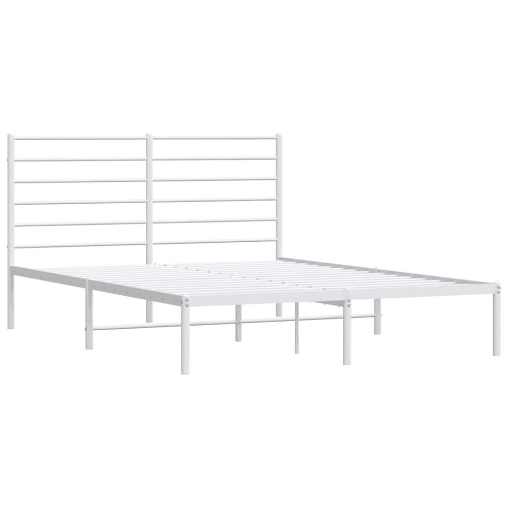 vidaXL 12 Inch Full Metal Bed Frame with Headboard, No Box Spring Needed, Noise Free Platform Bed Frame with Steel Slats, Easy Assembly, Under Bed Storage, Minimalist, White
