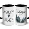 AWE-CREATIVES Personalized Wedding Mug, Engagement Mug, Personalized Gifts For Couple, Wedding Coffee Cup, The Adventure Begins, Custom Name & Year Mug view 3