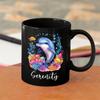 Personalized Name Dolphin Coffee Mug Cup 11 Oz 15 Oz, Customized Floral Dolphin Black Ceramic Mug Gift For Friend Coworker, Dolphin Lover Coffee Cup, Ocean Sea Dolphin Animal Mug Gifts For Birthday view 3