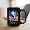 Personalized Name Dolphin Coffee Mug Cup 11 Oz 15 Oz, Customized Floral Dolphin Black Ceramic Mug Gift For Friend Coworker, Dolphin Lover Coffee Cup, Ocean Sea Dolphin Animal Mug Gifts For Birthday view 4