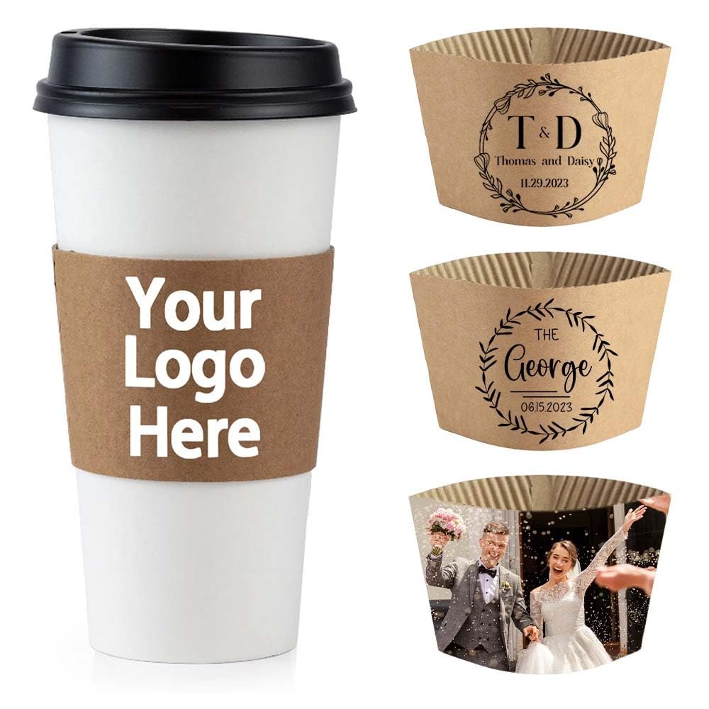 2000PCS Custom Wedding Coffee Cup Sleeves (Cup not included) Personalized Paper Cup Sleeves