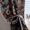 AZIMUZIXI Boho Curtains with Tassels 63 Inches Long Bedroom Living Room,Bohemian Rustic Antique Oil Painting Kapok Floral Blossom Semi-Sheer Window Curtain Drapes,2 Panels (Each W55 X L63 Inch) view 4