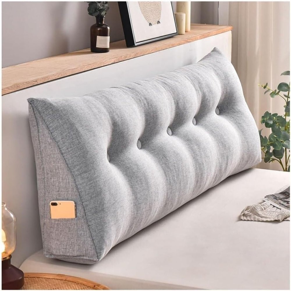 COZMAX Triangular Wedge Pillow Upholstered Bed Removable Headboard Cushion (with Zipper Cover), Large Backrest Cushion Triangular Reading Pillow (Color : Color 3, Size : 100cm/39.3inch)