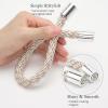 NICEEC 2 Pack Mini Magnetic Curtain Tiebacks Modern Simple Style Drape Tie Backs Elegant Decorative Weave Rope Curtain Holdbacks for Home & Office Thin Window Draperies (Beige) view 4