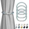 NICEEC 4 Pack Mini Magnetic Curtain Tiebacks Modern Simple Style Drape Tie Backs Elegant Decorative Weave Rope Curtain Holdbacks for Home & Office Thin Window Draperies (Blue-Grey) view 1