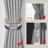 NICEEC 4 Pack Mini Magnetic Curtain Tiebacks Modern Simple Style Drape Tie Backs Elegant Decorative Weave Rope Curtain Holdbacks for Home & Office Thin Window Draperies (Blue-Grey) view 2