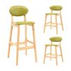 Comfortable Barstools Bar Stool Wooden High Stool 2 Pcs Rubber Wood Barstools with Footrest and Pu Leather Seat Backrest Stool Total Height 98 Cm Advanced view 1