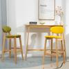 Comfortable Barstools Bar Stool Wooden High Stool 2 Pcs Rubber Wood Barstools with Footrest and Pu Leather Seat Backrest Stool Total Height 98 Cm Advanced view 2