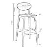 Comfortable Barstools Bar Stool Wooden High Stool 2 Pcs Rubber Wood Barstools with Footrest and Pu Leather Seat Backrest Stool Total Height 98 Cm Advanced view 3