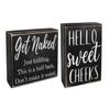 2PCS Funny Bathroom Sign Decoration Box Bathroom Sign Plaque 5"x6" Toilet Decor Rustic Wood Plaque - Funny Bathroom Signs view 1