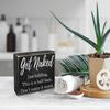 2PCS Funny Bathroom Sign Decoration Box Bathroom Sign Plaque 5"x6" Toilet Decor Rustic Wood Plaque - Funny Bathroom Signs view 4