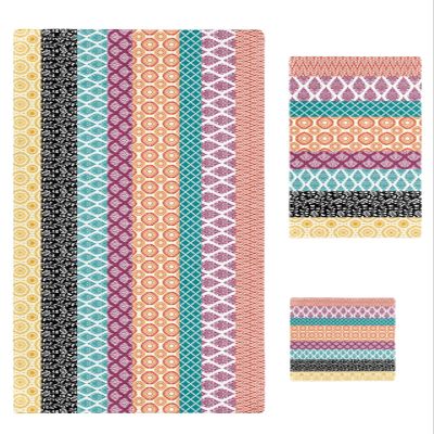 Gehucoxee Bohemia Floral Towel Set for Bathroom Kitchen, Soft Absorbent Bath Towel Hand Towel Washcloths Quick Dry Luxury Bathroom Towel Set for Shower Abstract Colorful Geometric Striped