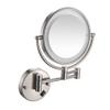 8 in Round LED Lighted Wall Mount Makeup Mirror Wall-Mounted Bathroom Mirror with Lights and 3X Magnification, Lighted Wall Mount Mirror Double Sided Swivel Extendable,Nickel,Charging ( Color : Nickel view 1