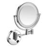 8 in Round LED Lighted Wall Mount Makeup Mirror Wall-Mounted Bathroom Mirror with Lights and 3X Magnification, Lighted Wall Mount Mirror Double Sided Swivel Extendable,Nickel,Charging ( Color : Chrome view 1