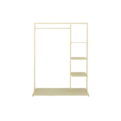 Mlaea Bedroom Storage Hanger, Floor-Mounted Indoor Coat Rack with 3 Shelves and 1 Base, Nordic Coat Rail Display Stand Cloth Hanger100/120/150CM(Size:100 * 40 * 155CM,Color:Gold)