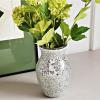Firlar Mosaic Glass Flower Vase, Silver Glass Vase, Shiny Modern Mirrored Vase, Glitter Mosaic Table Centerpiece Container for Home Living Room Office Decor view 3