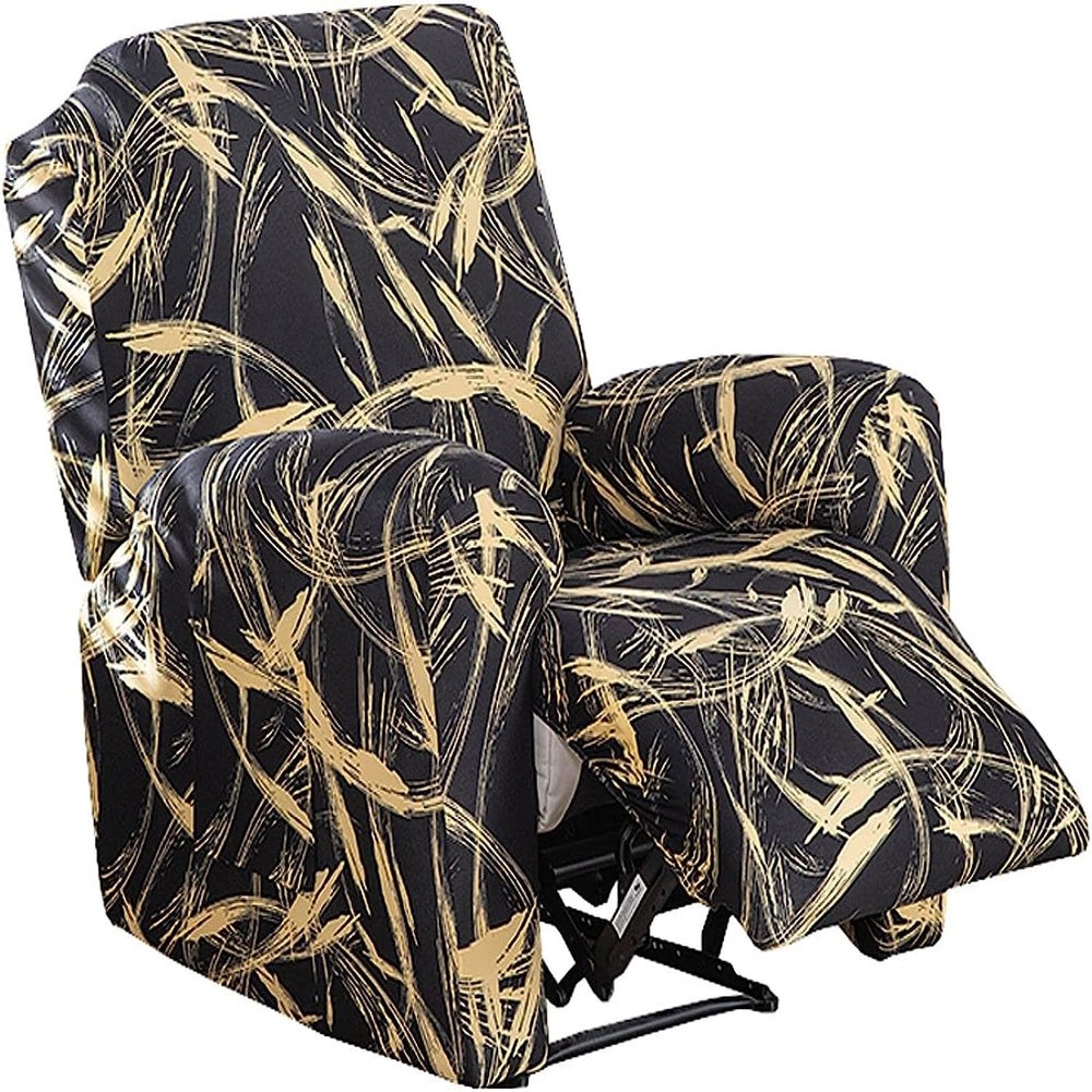 1/2/3 Seater Recliner Sofa Seat Covers Fabric Stretchy 4/6/8-Pieces Couch Slipcover Armchair Cover Non-Slip Furniture Protector, Elastic Spandex Soft Recliner Chair Protectors with Side Pocket ( Color