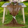 MDS 10 Pack 14ft Chiffon Table Runner 29 x170 Inches Sheer Wedding Runner Romantic Rustic Table Runner for Wedding Decorations, Birthday Parties, Bridal Shower Party Arch Decor - Mocha view 1