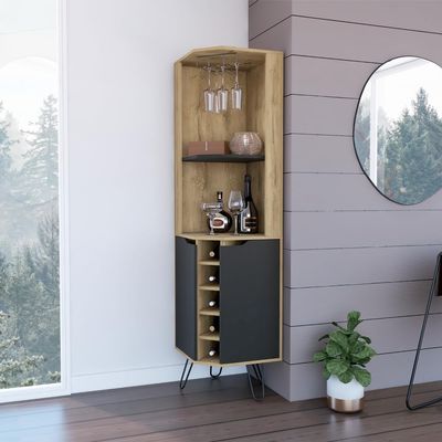 Corner Bar Cabinet Leverkusen,Living Room -Aged Oak/Black