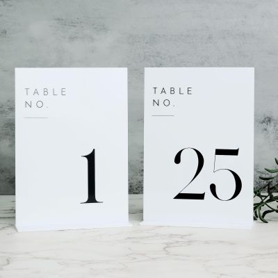 JINMURY White Wedding Table Numbers 1-25 with Stands, 5"x7" White Acrylic Table Numbers, Perfect for Wedding Reception, Party, Anniversary, Event