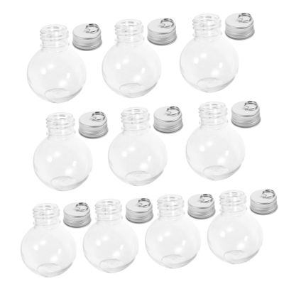 BESTOYARD 10pcs Spherical Bottle Convenient Empty Bottles Ornaments Booze Coffee Bulb Bottle Iridescent Ornaments Balls Fillable Drinks The Pet Milk Powder Juice Travel