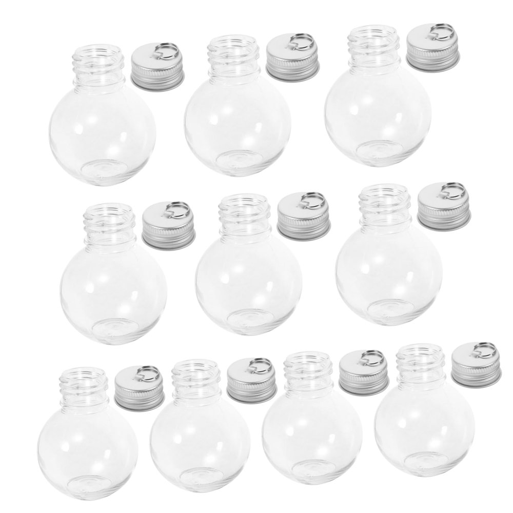 BESTOYARD 10pcs Spherical Bottle Convenient Empty Bottles Ornaments Booze Coffee Bulb Bottle Iridescent Ornaments Balls Fillable Drinks The Pet Milk Powder Juice Travel