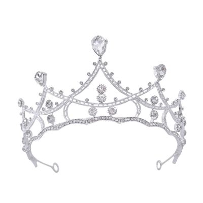 Beavorty Wedding Tiara Rhinestone Crown for Women Flexible Silver Alloy