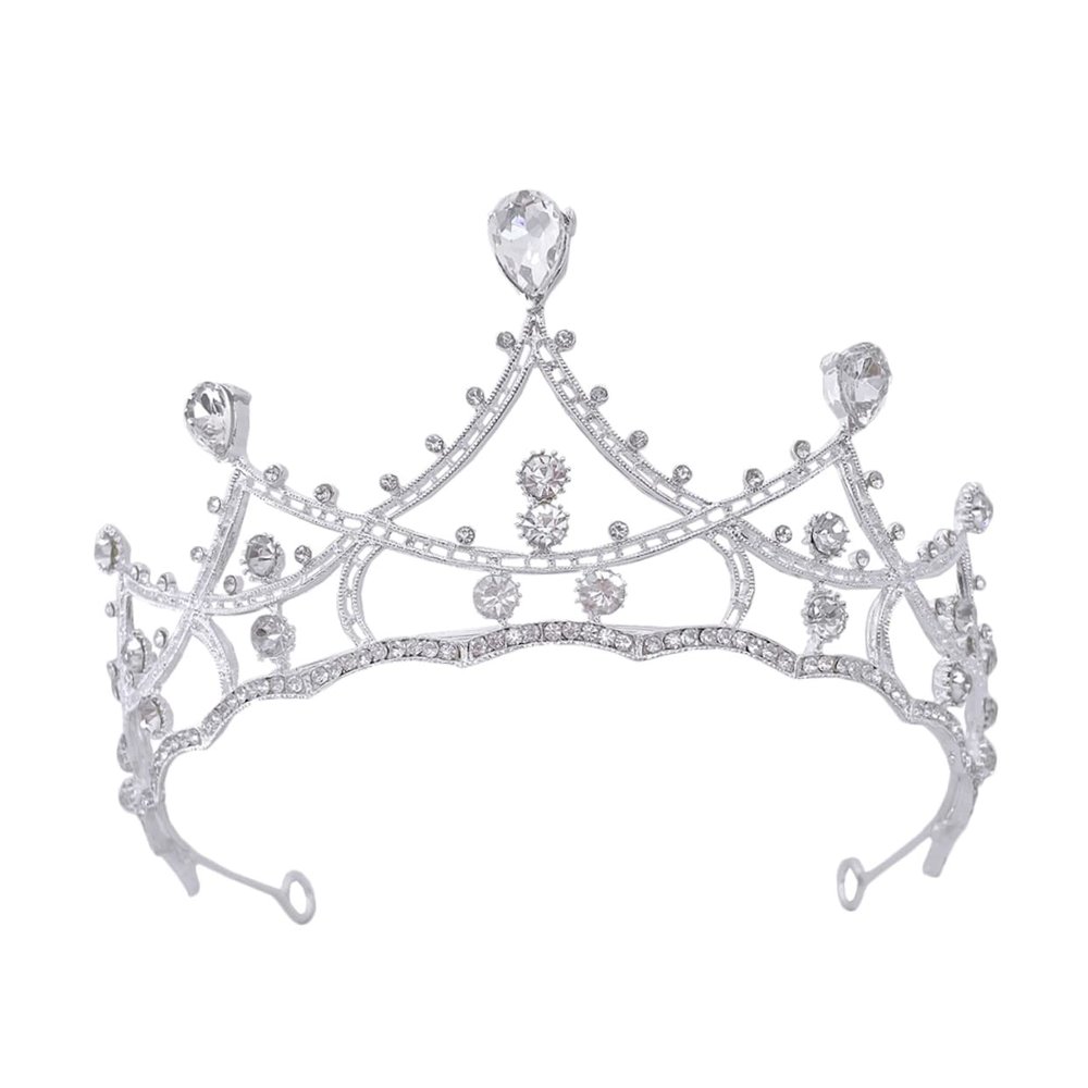 Beavorty Wedding Tiara Rhinestone Crown for Women Flexible Silver Alloy