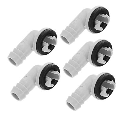5PCS Air Conditioner Drain Hose Fitting,15mm Drain Hose Elbow Adapter with Rubber Ring for Universal Fit Mini-Split Unit (White)