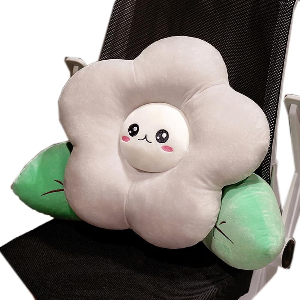 Tingting's Dream Cute Flower Lumbar Pillow Soft Office Chair Waist Lumbar Back Cushion Car Decorative Chair Lumbar Support Pillow (Gray, 6050CM/23.6"19.7")